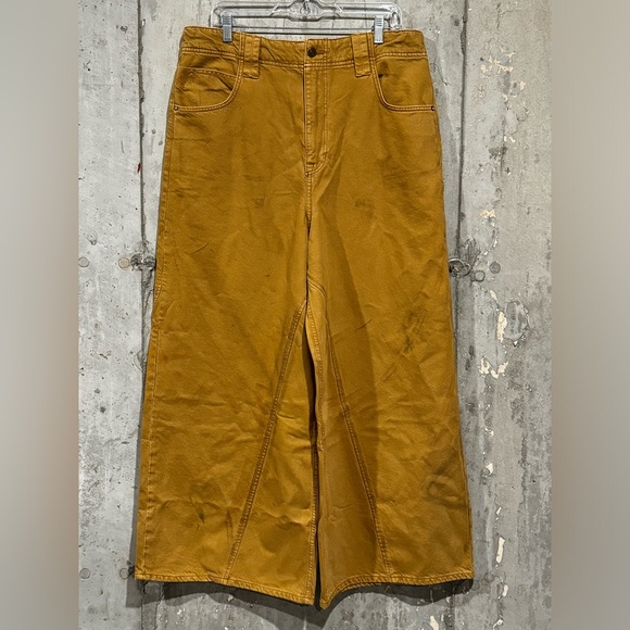 Free People We The Free Khaki Scout Chill Vibes Dropped Wide Leg Jeans 31 NWOT - Picture 3 of 9